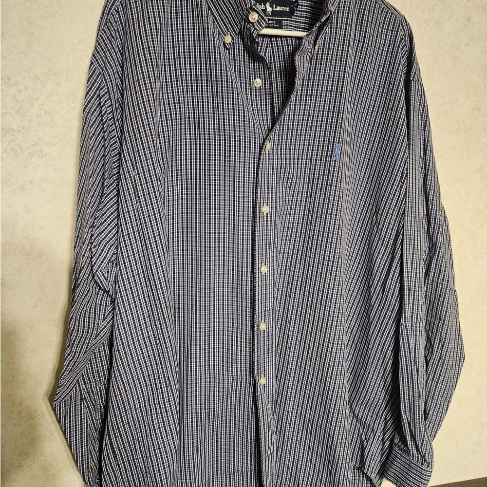 Ralph Lauren‎ Men's Navy and White Plaid Shirt